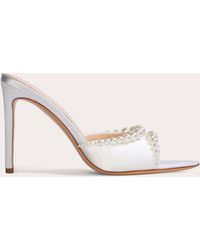 Black Suede Studio - Gigi 100 Faux Pearl-Embellished Satin Sandal - Lyst