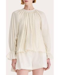 Merlette - Maija Lace Voile Gathered Ruffle Top - Lyst