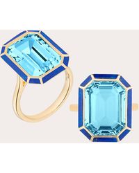 Goshwara - Topaz & Lapis Lazuli Inlay Emerald-cut Ring 18k Gold - Lyst