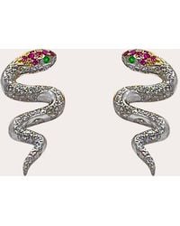 Nelly Rojas - Ruby & Diamond Mini Chavín Snake Stud Earrings - Lyst