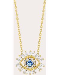 Suzanne Kalan - Evil Eye Mini Light Sapphire Pendant Necklace 18k Gold - Lyst