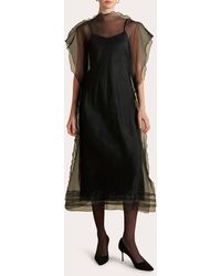 Marina Moscone - Sheer Silk Organza Scalloped Midi Dress - Lyst