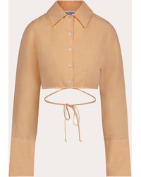 Matthew Bruch - Long-sleeve Cropped Button-up Top - Lyst