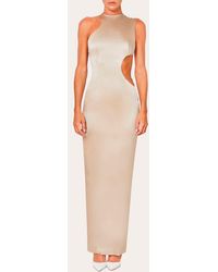 LAQUAN SMITH - Cutout Silk Halter Gown - Lyst