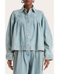 Merlette - Easton Pleated Denim Jacket - Lyst