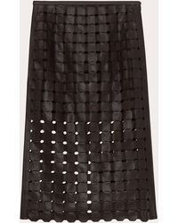 St. John - Geometric Weave Leather Skirt - Lyst