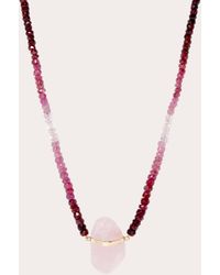 JIA JIA - Ombré Ruby & Rose Quartz Beaded Bar Pendant Necklace 14k Gold - Lyst