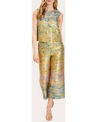 mestiza - Blake Metallic Jacquard Crop Flare Pants Nylon/Polyester - Lyst