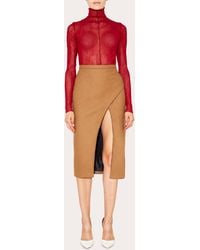 LAQUAN SMITH - Open-slit Wool Pencil Skirt - Lyst