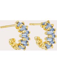 Suzanne Kalan - Bold Zigzag Light Sapphire Mini Hoop Earrings 18k Gold - Lyst