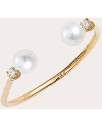 POPPY FINCH - Diamond & Baby Pearl Open Ring 14k Gold - Lyst