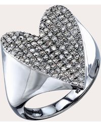 Sheryl Lowe - Folded Heart Pavé Diamond Ring - Lyst