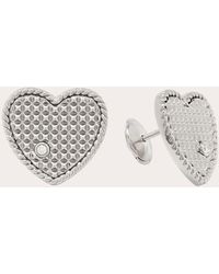 Yvonne Léon - Diamond & 9k White Gold Heart Picotti Stud Earrings - Lyst