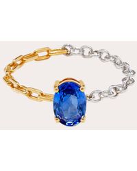 Yvonne Léon - Sapphire Two-tone Chain Solitaire Ring 18k Gold - Lyst