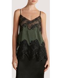 Marina Moscone - Pinstripe Lace Inlay Camisole Top - Lyst