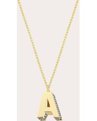 Charms Company - Diamond 3d Mini Initial Pendant Necklace - Lyst
