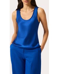 Argent - Silk Charmeuse Scoop Neck Tank Top - Lyst