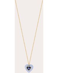 JOLLY BIJOU - Sapphire & Lace Agate Heart Pendant Necklace - Lyst