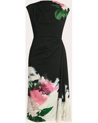 Erdem - Draped Printed Stretch Cady Midi Dress Viscose/Elastane/Silk - Lyst