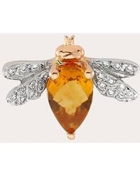 BeeGoddess - Citrine & Diamond Queen Bee Bella Singular Stud Earring - Lyst