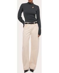Helmut Lang - Wool Long-Sleeve Button Mock Neck Top - Lyst