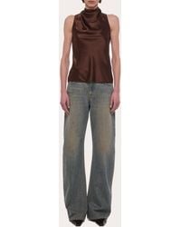 Helmut Lang - Silk Tie-Neck Sleeveless Top - Lyst