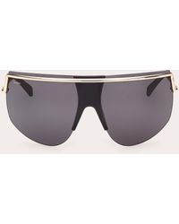 Max Mara - Shiny Pale Gold & Black Horn Shield Sunglasses - Lyst