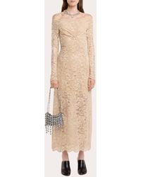 Rabanne - Sequin-Embellished Ruched Lace Maxi Dress - Lyst