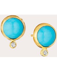 Syna - Turquoise & Diamond Stud Earrings - Lyst