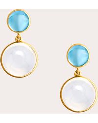 Syna - Moon Quartz & Blue Topaz Candy Double Drop Earrings - Lyst