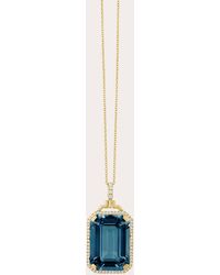 Goshwara - Diamond & London Topaz Emerald-cut Pendant Necklace - Lyst