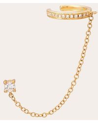 Zoe Lev - Diamond & 14K Chain Cuff Stud Earring - Lyst