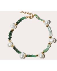 JIA JIA - Ombré Emerald & Pearl Beaded Anklet - Lyst