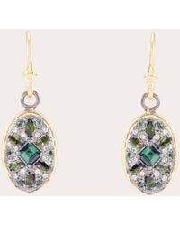 Armenta - Tourmaline & Diamond Two-Tone Shield Drop Earrings - Lyst