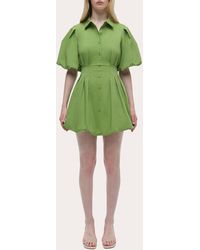 Jonathan Simkhai - Cleo Poplin Puff-Sleeve Mini Shirt Dress - Lyst