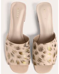 Alepel - Gold Cheetah Block-heel Sandal - Lyst