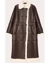 Stand Studio - Hayley Faux Leather Shearling Double-Breasted Coat - Lyst