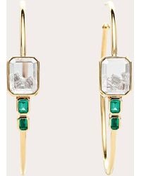 Moritz Glik - Emerald & Diamond Bala Shaker Hoop Earrings 18K - Lyst