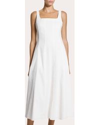 Theory Seamed Linen Blend Maxi Dress in Brown | Lyst