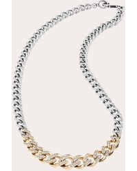 Sheryl Lowe - Two-tone Pavé Diamond Tapered Link Curb Chain Necklace - Lyst