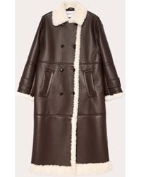Stand Studio - Hayley Faux Leather Shearling Double-Breasted Coat - Lyst