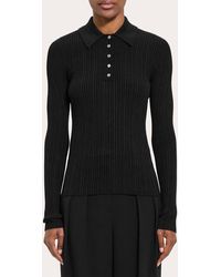 Theory - Slim Ribbed Polo Top - Lyst