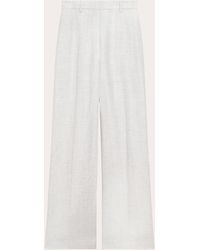 Theory - Houndstooth Linen Creased Straight-Leg Trousers - Lyst