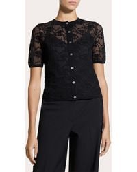 Theory - Floral Lace Short-Sleeve Button-Up Top - Lyst