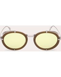 Max Mara - Shiny Dark Selma Oval Sunglasses Metal - Lyst
