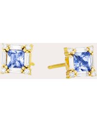 Suzanne Kalan - Light Sapphire Princess Stud Earrings 18k Gold - Lyst