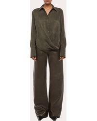 Helmut Lang - Fluid Microsuede Drape Shirt - Lyst