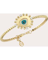 Charms Company - Diamond Evil Eye Bracelet - Lyst