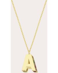 Charms Company - Rainbow Sapphire 3d Mini Initial Pendant Necklace - Lyst