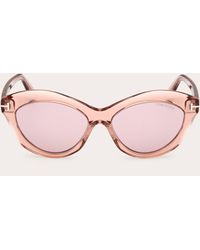 Tom Ford - Transparent Pink Toni Oval Sunglasses - Lyst